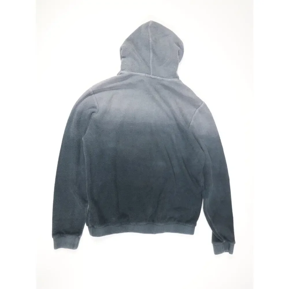 Made in Italy Ombré Terry Hoodie Saks Fifth Avenue Modern Blue Gray Quiet Luxe L
